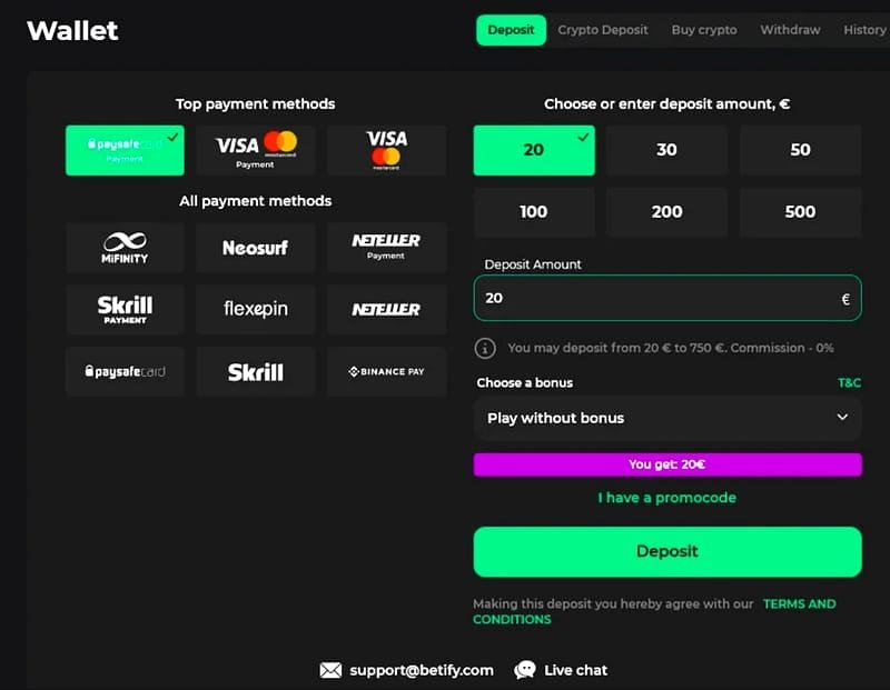 Betify Zahlungsmethoden – Krypto bei Betify - lohnt es sich wirklich?